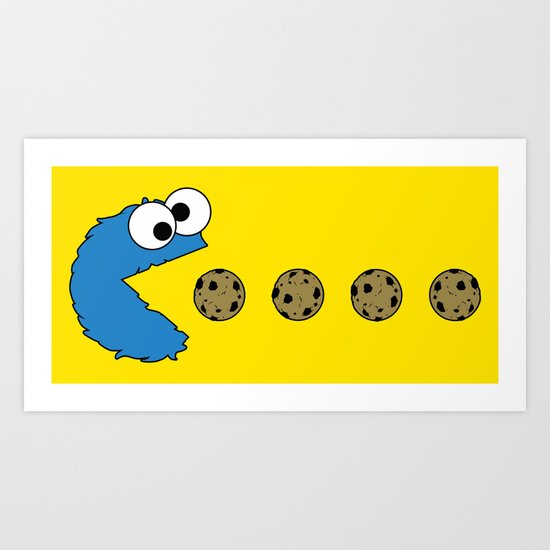 Cookie monster Pacman Art Print