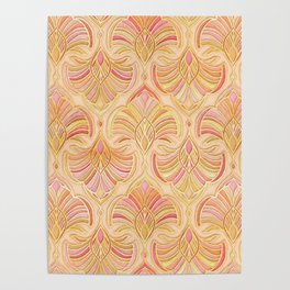 Rose Gold and Apricot Gilded Art Deco Poster