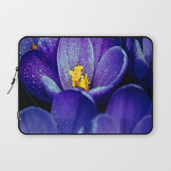 Purple Crocus Flower Market  Laptop Sleeve