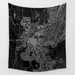 Sacramento Black Map Wall Tapestry
