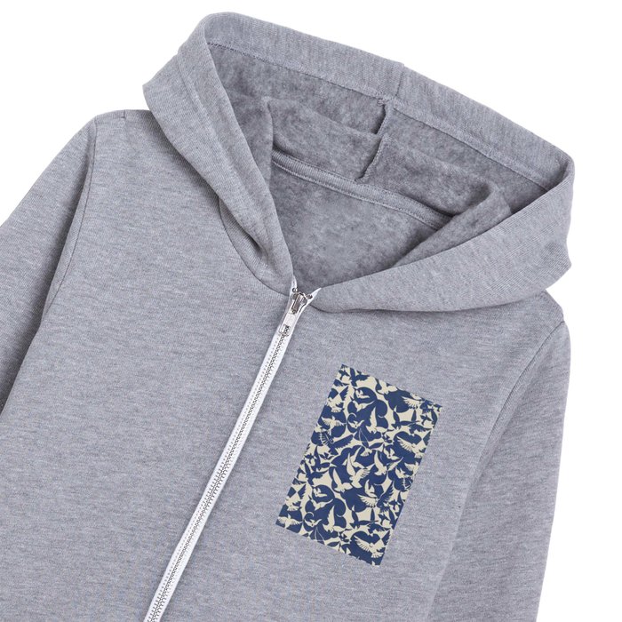 Doves in White and Blue Kids Zip Hoodie