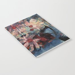 Abstract flower butterfly garden blue drip Notebook