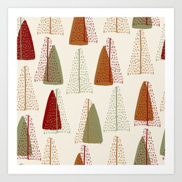 seamless  pattern background with hand draw pine tree Art Print
