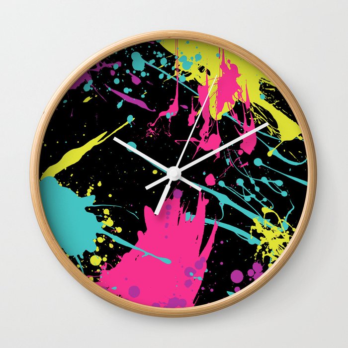 Splatter Paint Black Wall Clock