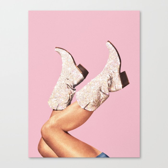 These Boots - Glitter Pink II Canvas Print