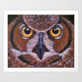 Great Horned Owl Face Bird Animal Print Art Print