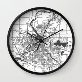 Eau Claire Road Map Wall Clock | Map, Wallart, Wisconsin, Poster, Print, Graphicdesign, Eauclaire, Roads, Digital, Water 