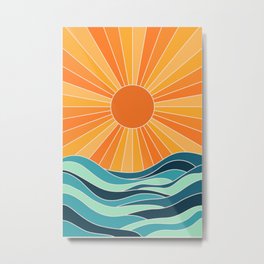 sunshine on the ocean Metal Print | Oceanlife, Sunshine, Artdecor, Oceancreatures, Vintagesurf, Abstractart, Ocean, Midcenturyart, Sun, Middleage 