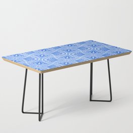 Textured Fan Tessellations in Periwinkle Blue and White Coffee Table