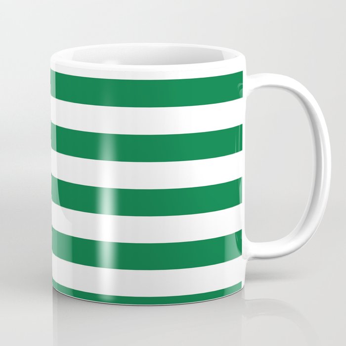 Stripes (Dark Green & White Pattern) Coffee Mug