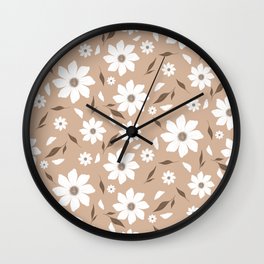 Flowers and leafs cream Wall Clock