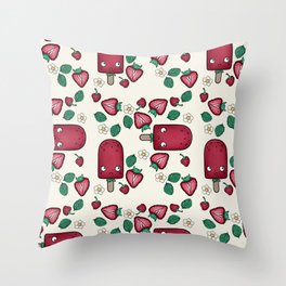 Strawberry Popsicle Throw Pillow
