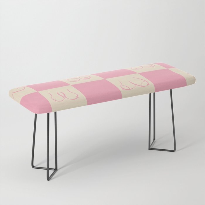 Retro Pink Gingham Boobs Drawing Bench