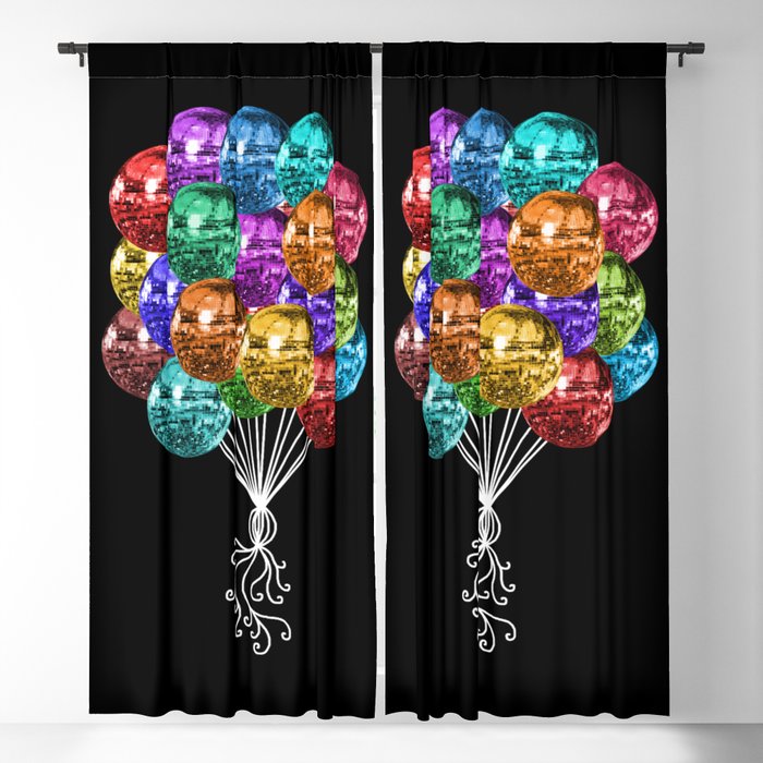 70's Multicolor Disco Ball Balloon Bunch Blackout Curtain