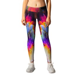 She's Beautiful Leggings | Acrylic, Red, Abstract, Psychedelic, Glitchart, Rainbow, Stoner, Pink, Neon, Blue 