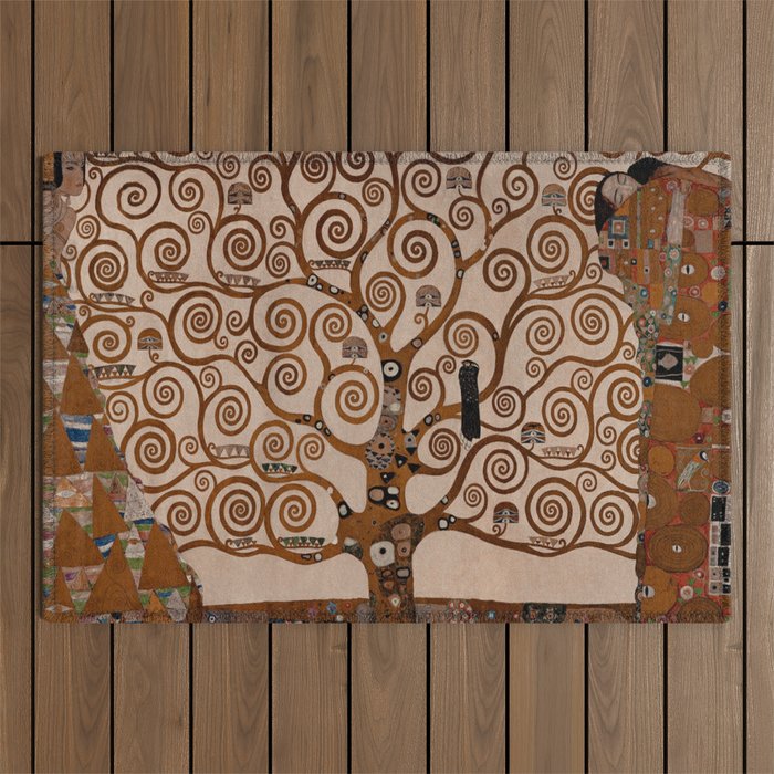 Gustav Klimt The Tree Of Life,No.3, Outdoor Rug