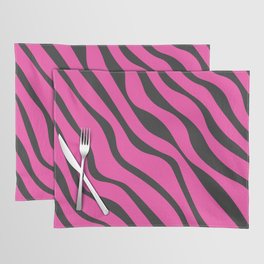 Abstract Retro Colorful Water Waves Art - Pink and Dark  Placemat