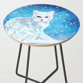 Abstract white cat Side Table