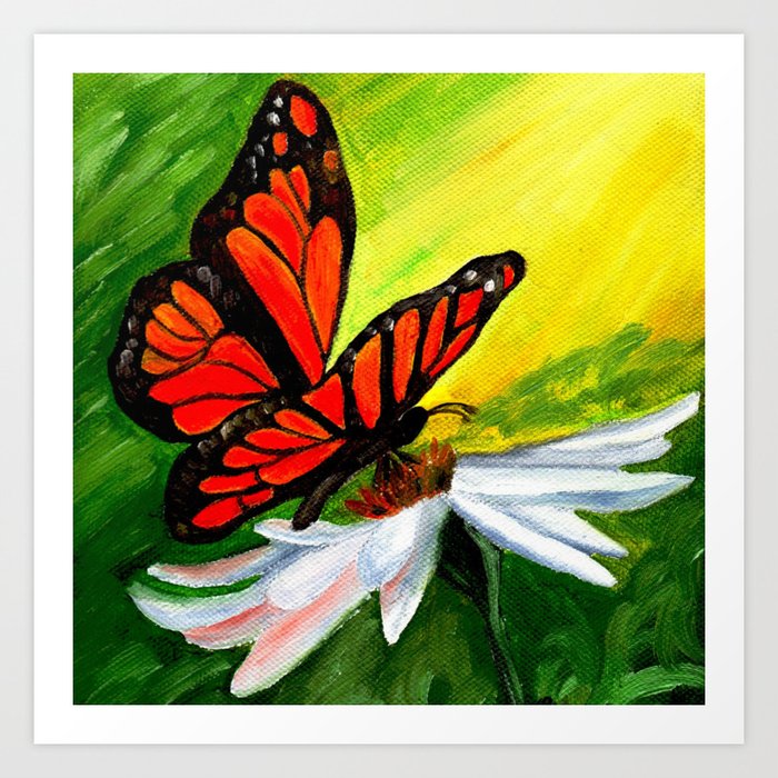 Butterfly Flower Blooming Oil Canvas Art Art Print By Prints2hot