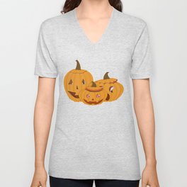 Carved Pumpkins - Happy Halloween V Neck T Shirt