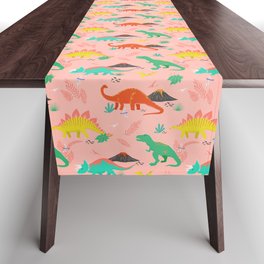 Jurassic Dinosaurs on Pink Table Runner