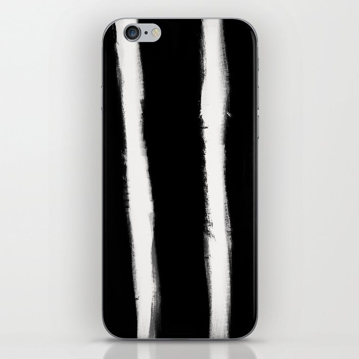 form blocs | medium brush strokes vertical | off white on black  iPhone Skin