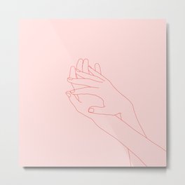 Hands line drawing - Elana Pink Metal Print | Nails, Hands, Illustration, Line, Female, Pink, Gallerywall, Lifedrawing, Woman, Graphic 