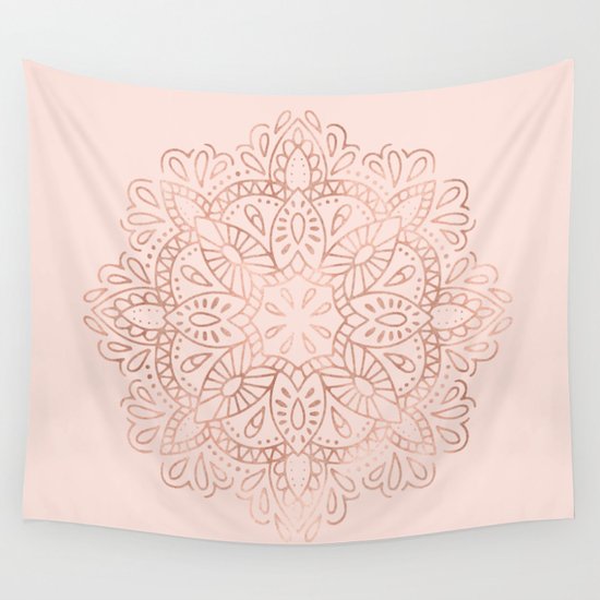 Pink Wall Tapestry mandala rose gold pink shimmer on blush pink wall tapestry Pink Wall Tapestry mandala rose gold pink shimmer on blush pink wall tapestry