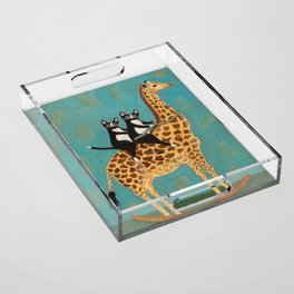Cats on a Rocking Giraffe Acrylic Tray