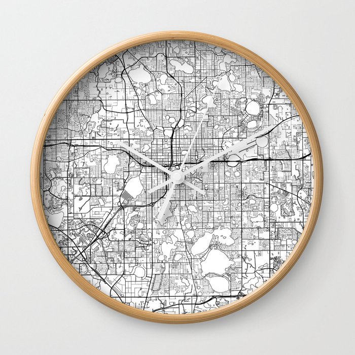 Orlando Map White Wall Clock