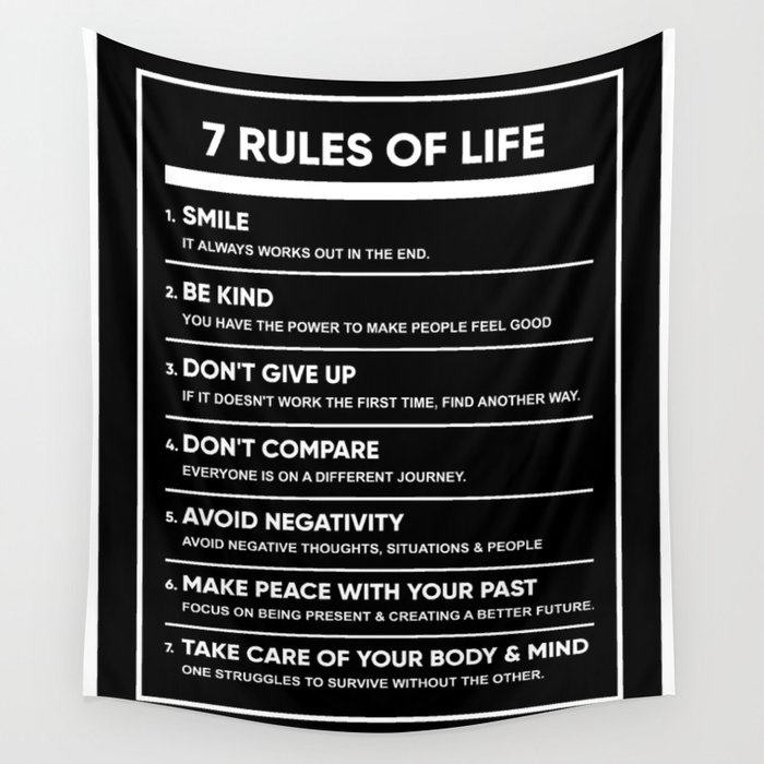 7 Rules of Life | Motivational Quote Wall Tapestry