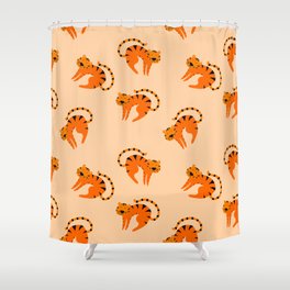 Seamless pattern with cute cartoon tigers Shower Curtain