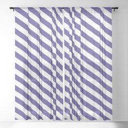 [ Thumbnail: White and Dark Slate Blue Colored Stripes Pattern Sheer Curtain ]