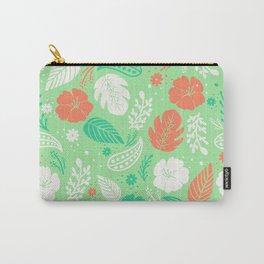 Green & Orange Tropical Foliage Pattern Carry-All Pouch