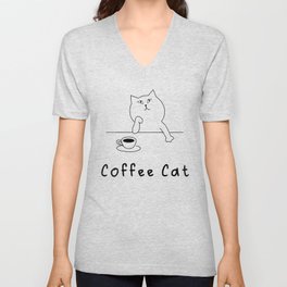 Coffee cat V Neck T Shirt