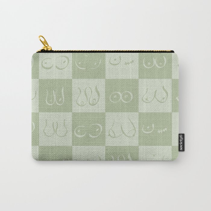 Sage Green Checker Boobs Carry-All Pouch