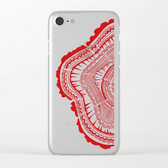 Red Tree Rings Clear iPhone Case