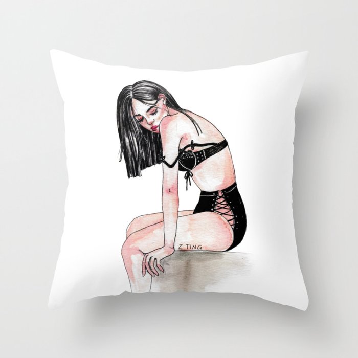 #GIRL WITH LINGERIE Throw Pillow