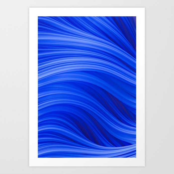 Flow Strand. Endless Blue. Abstract Art Art Print