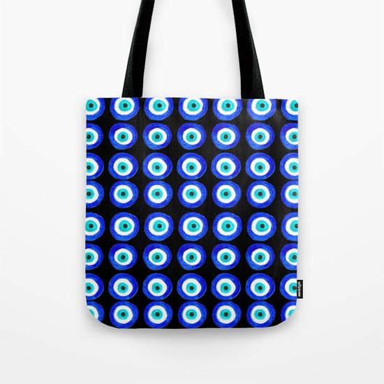 Evil Eye Talisman - on black Tote Bag