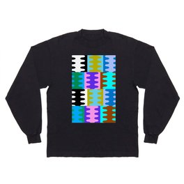 Funky Modern Wavy Shapes 2.0 | Color Block Pattern Long Sleeve T-shirt