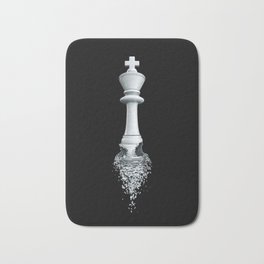 Farewell to the Pale King / 3D render of chess king breaking apart Badematte | Break, Chess, Game, Loss, Problem, Leadership, Breakdown, Bankruptcy, Illustration, Strategy 