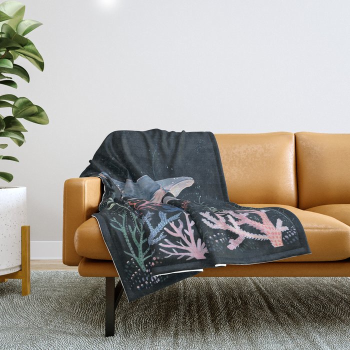 Whales and Coral Throw Blanket