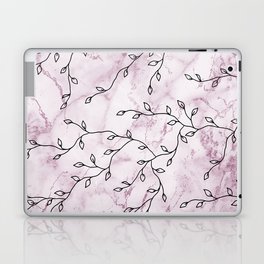 Modern Elegant  Pink White Abstract Marble Foliage Laptop Skin