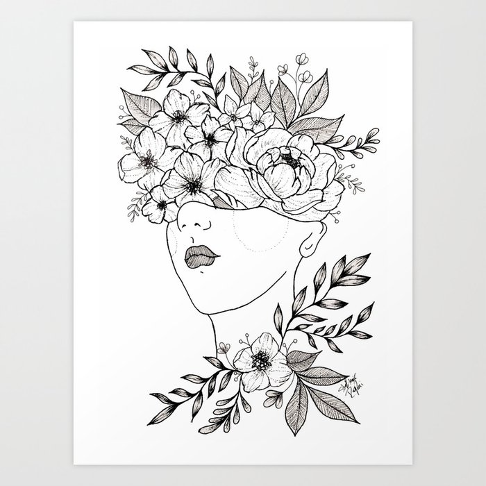 Floral Head Art Print By Steph Marie Society6