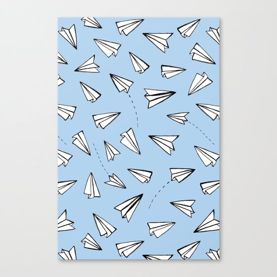 Paper Planes on Blue Canvas Print