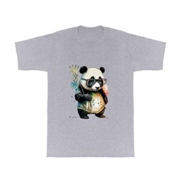 Shy Panda with Glasses ready to Save the Planet T Shirt