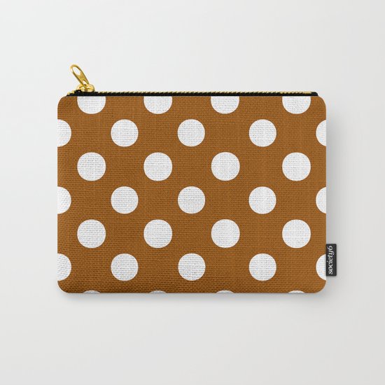 Polka Dots (White/Brown) Carry-All Pouch