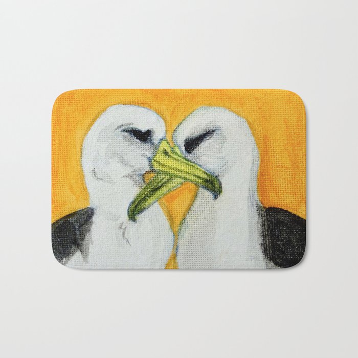 Orange Albatross Pair in Love Bath Mat