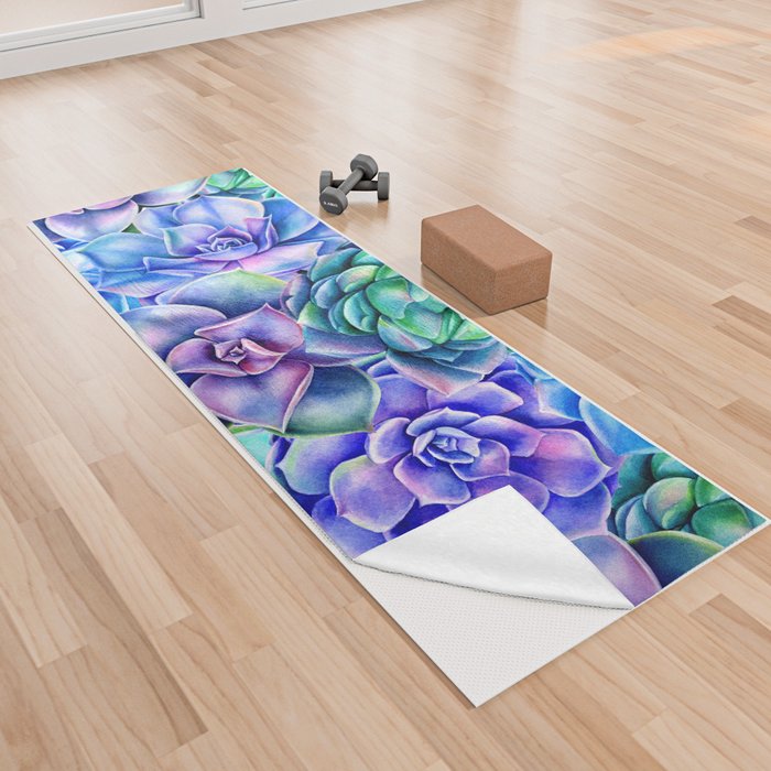 Vibrant Succulents Yoga Towel